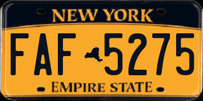 NY license plate FAF5275
