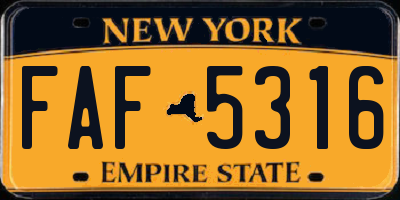 NY license plate FAF5316