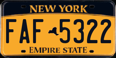 NY license plate FAF5322