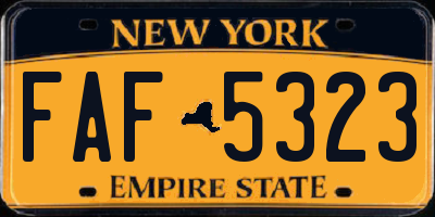 NY license plate FAF5323
