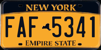 NY license plate FAF5341