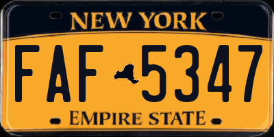 NY license plate FAF5347