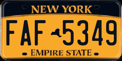 NY license plate FAF5349