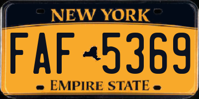 NY license plate FAF5369