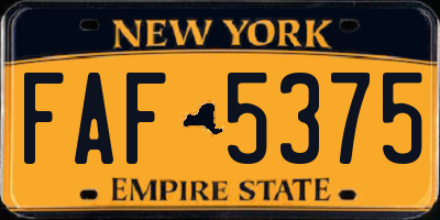 NY license plate FAF5375