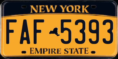 NY license plate FAF5393