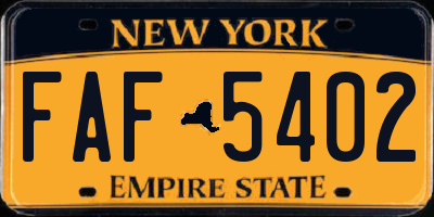 NY license plate FAF5402