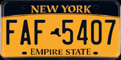 NY license plate FAF5407