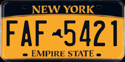 NY license plate FAF5421