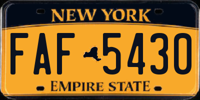 NY license plate FAF5430