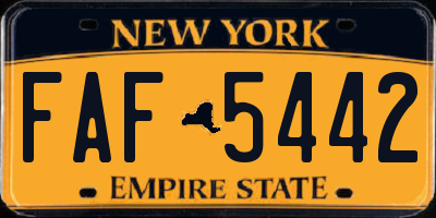 NY license plate FAF5442