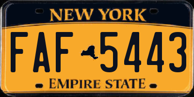 NY license plate FAF5443