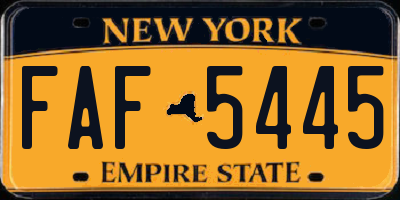 NY license plate FAF5445