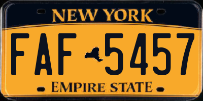 NY license plate FAF5457