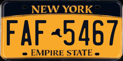 NY license plate FAF5467