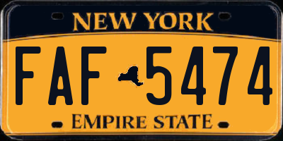NY license plate FAF5474