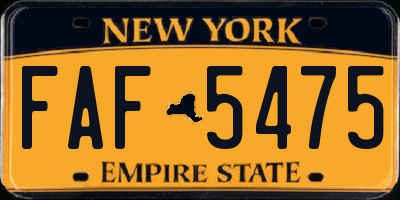 NY license plate FAF5475