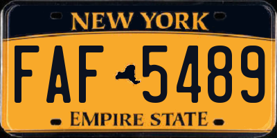 NY license plate FAF5489