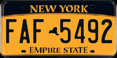 NY license plate FAF5492