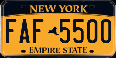 NY license plate FAF5500