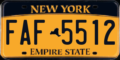 NY license plate FAF5512