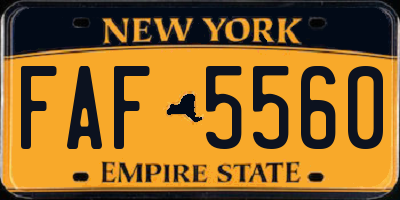 NY license plate FAF5560