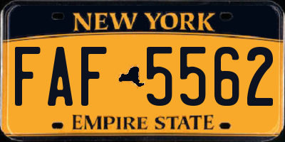 NY license plate FAF5562