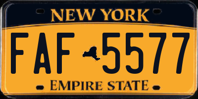 NY license plate FAF5577