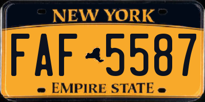 NY license plate FAF5587