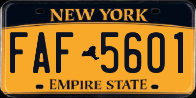 NY license plate FAF5601