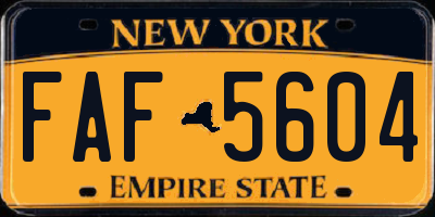 NY license plate FAF5604