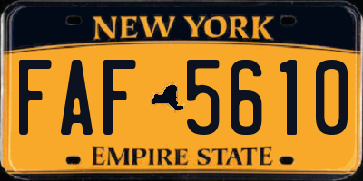 NY license plate FAF5610