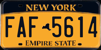 NY license plate FAF5614