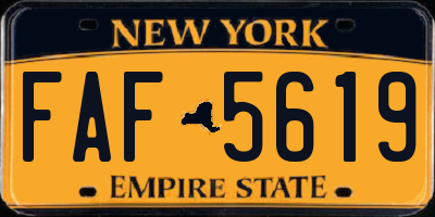 NY license plate FAF5619