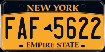 NY license plate FAF5622