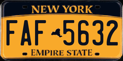 NY license plate FAF5632