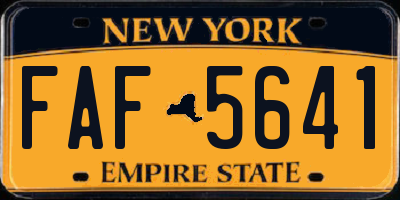 NY license plate FAF5641