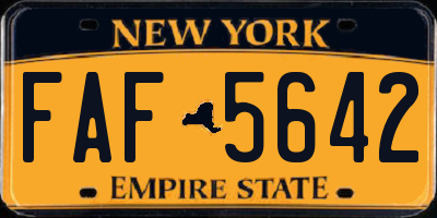 NY license plate FAF5642