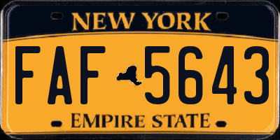 NY license plate FAF5643