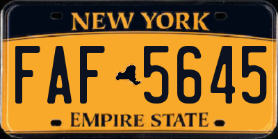 NY license plate FAF5645
