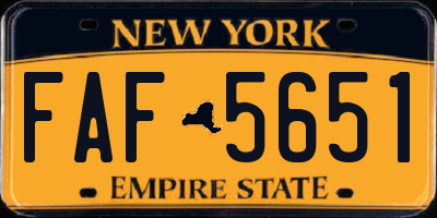 NY license plate FAF5651