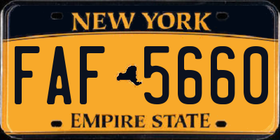 NY license plate FAF5660