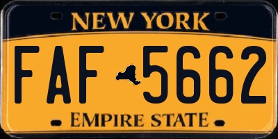NY license plate FAF5662