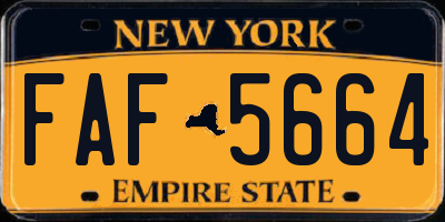 NY license plate FAF5664