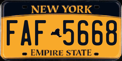 NY license plate FAF5668