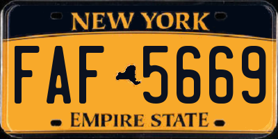 NY license plate FAF5669