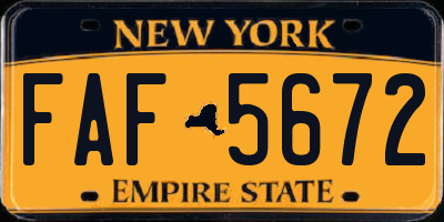 NY license plate FAF5672