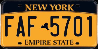 NY license plate FAF5701