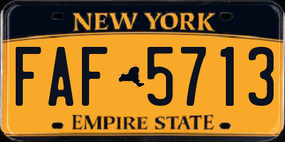 NY license plate FAF5713