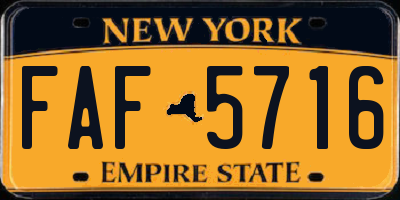 NY license plate FAF5716